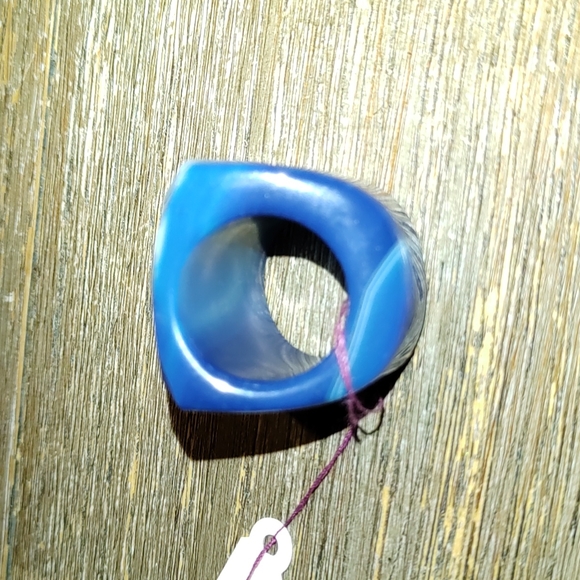 New Blue Botswana Agate solid gemstone ring size 8.5 - Picture 4 of 8